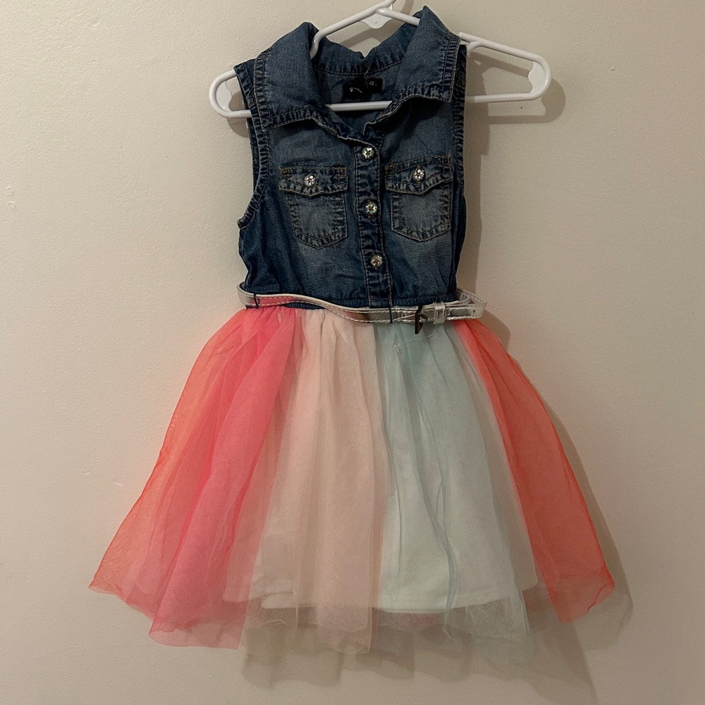 Zunie Denim and Multicolor Tulle Dress